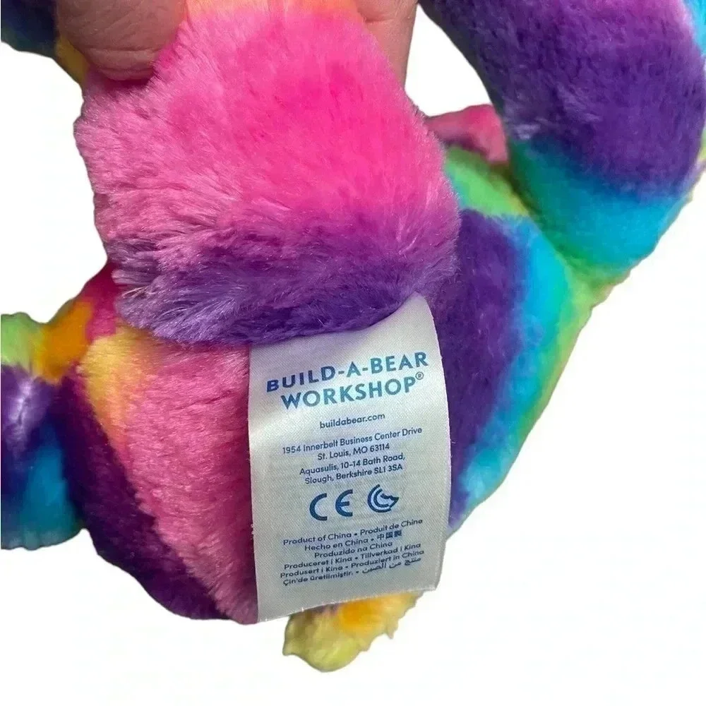 Build-A-Bear 2017 Rainbow Multicolor Tie Dye Stuffed Teddy Bear Plush Toy